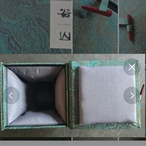 Gu Shan Emerald green marble effect china silk fabric wooden storage gift box.